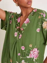 Monsoon Green Alice Floral Embroidered V-Neck Blouse - Image 4 of 5