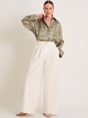Monsoon Natural Willow Wide Leg Trousers - Image 1 of 6
