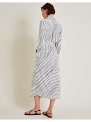 Monsoon Black Sabitha Stripe Midi Shirt Dress - Image 3 of 6