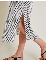Monsoon Black Sabitha Stripe Midi Shirt Dress - Image 4 of 6