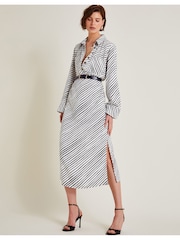 Monsoon Black Sabitha Stripe Midi Shirt Dress - Image 5 of 6