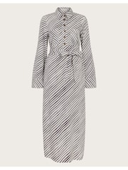 Monsoon Black Sabitha Stripe Midi Shirt Dress - Image 6 of 6