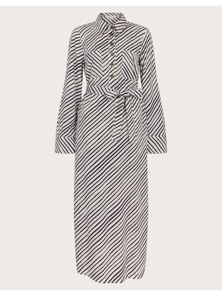 Monsoon Black Sabitha Stripe Midi Shirt Dress - Image 6 of 6