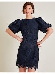 Monsoon Blue Lila Lace Tunic Mini Dress - Image 2 of 5
