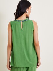 Monsoon Green Saffron Embroidered Tank Top - Image 5 of 6