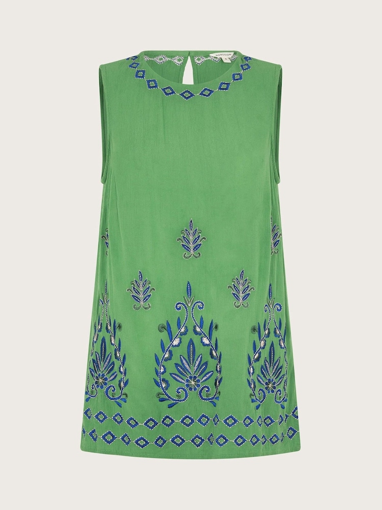 Monsoon Green Saffron Embroidered Tank Top - Image 6 of 6