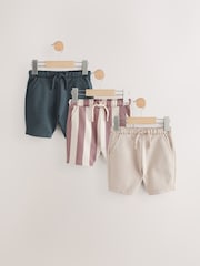 Burgandy Stripe/Charcoal Grey/Cement Jersey 100% Cotton Shorts 3 Pack (3mths-7yrs) - Image 1 of 1