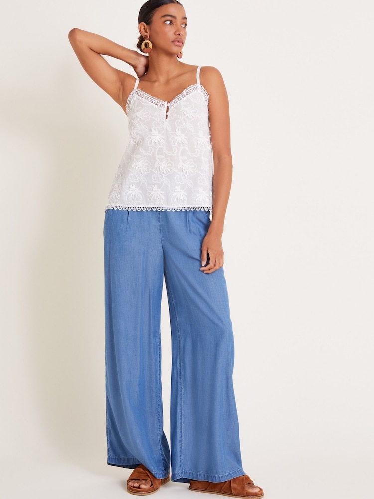 Monsoon White Rosie Embroidered Cami Top - Image 2 of 6