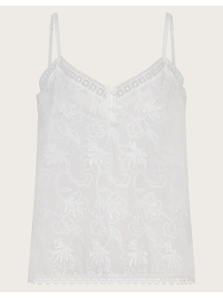 Monsoon White Rosie Embroidered Cami Top - Image 6 of 6
