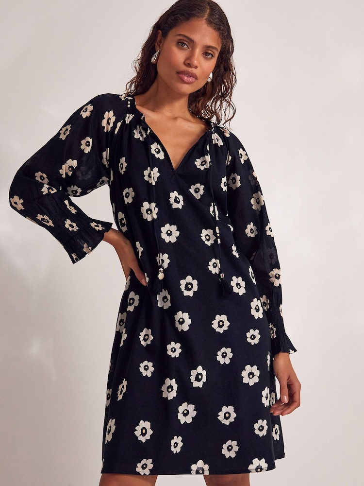 Monsoon Black Lei Flower 100% Cotton Dress - Image 6 of 6