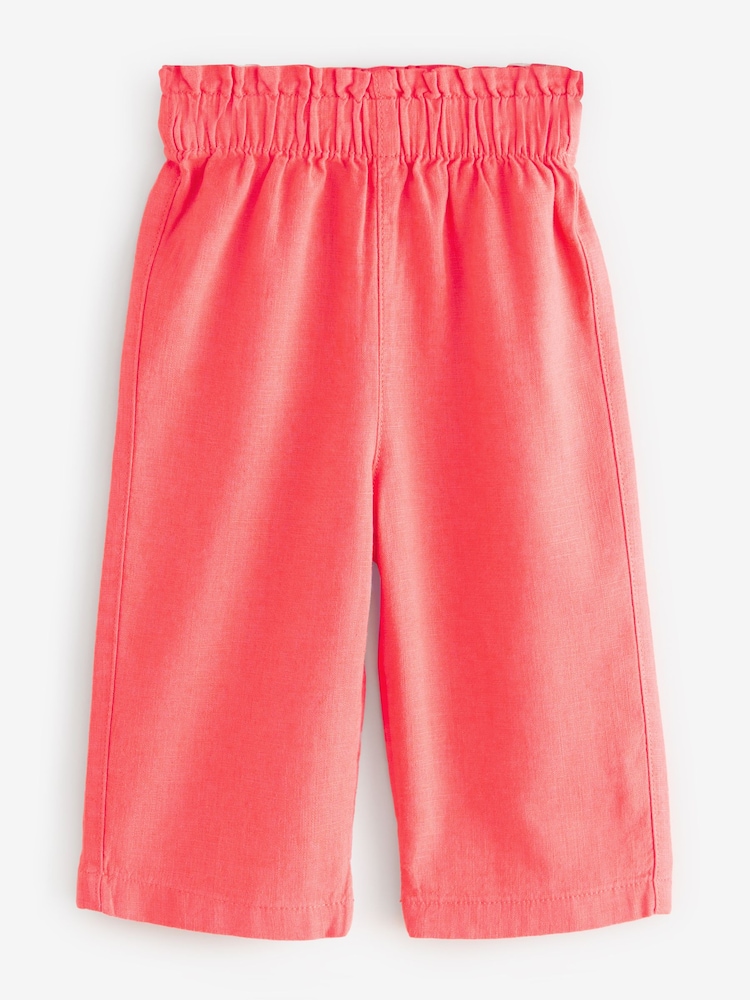 Coral Pink Ochre Linen Trousers Pants - Image 1 of 1