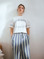Blue Green Stripe 100% Cotton Short Sleeve Pyjamas - Image 3 of 7