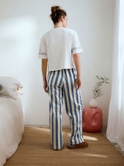Blue Green Stripe 100% Cotton Short Sleeve Pyjamas - Image 4 of 7