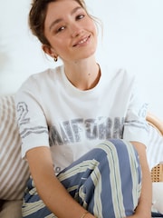 Blue Green Stripe 100% Cotton Short Sleeve Pyjamas - Image 5 of 7