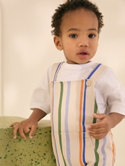Stone Pastel Stripe 100% Cotton 100% Cotton Jersey Dungarees (3mths-7yrs) - Image 2 of 4