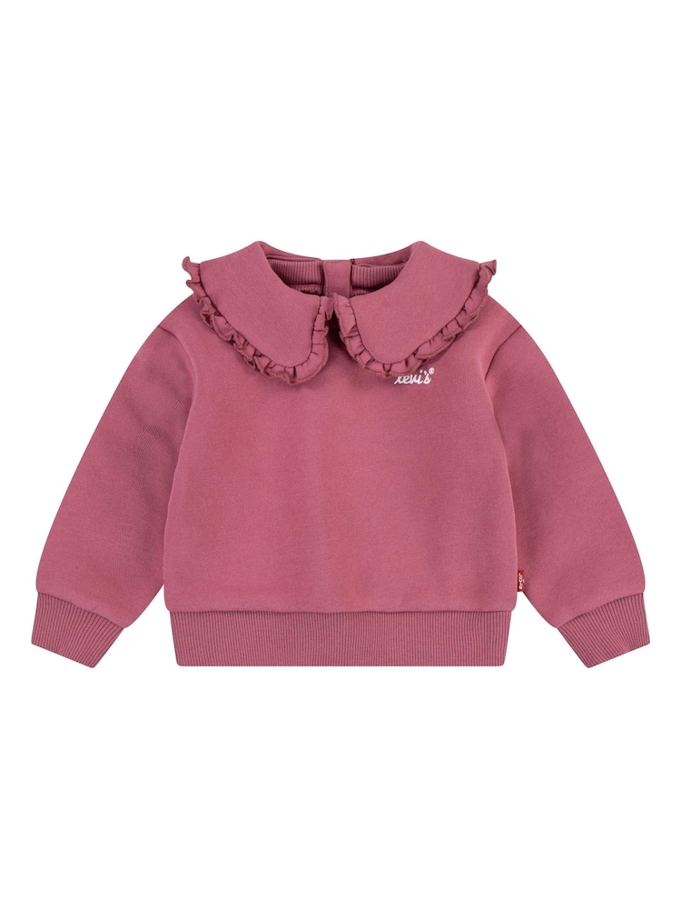 Levi's® Pink Baby Ruffle Collar Logo Sweatshirt - Image 1 of 4 Levi's® Pink Baby Ruffle Collar Logo Sweatshirt - Image 1 of 4