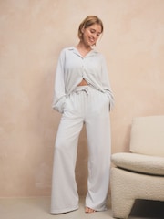 Grey Jersey Textured Button Through Pyjamas - Image 1 of 12