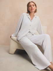 Grey Jersey Textured Button Through Pyjamas - Image 5 of 12