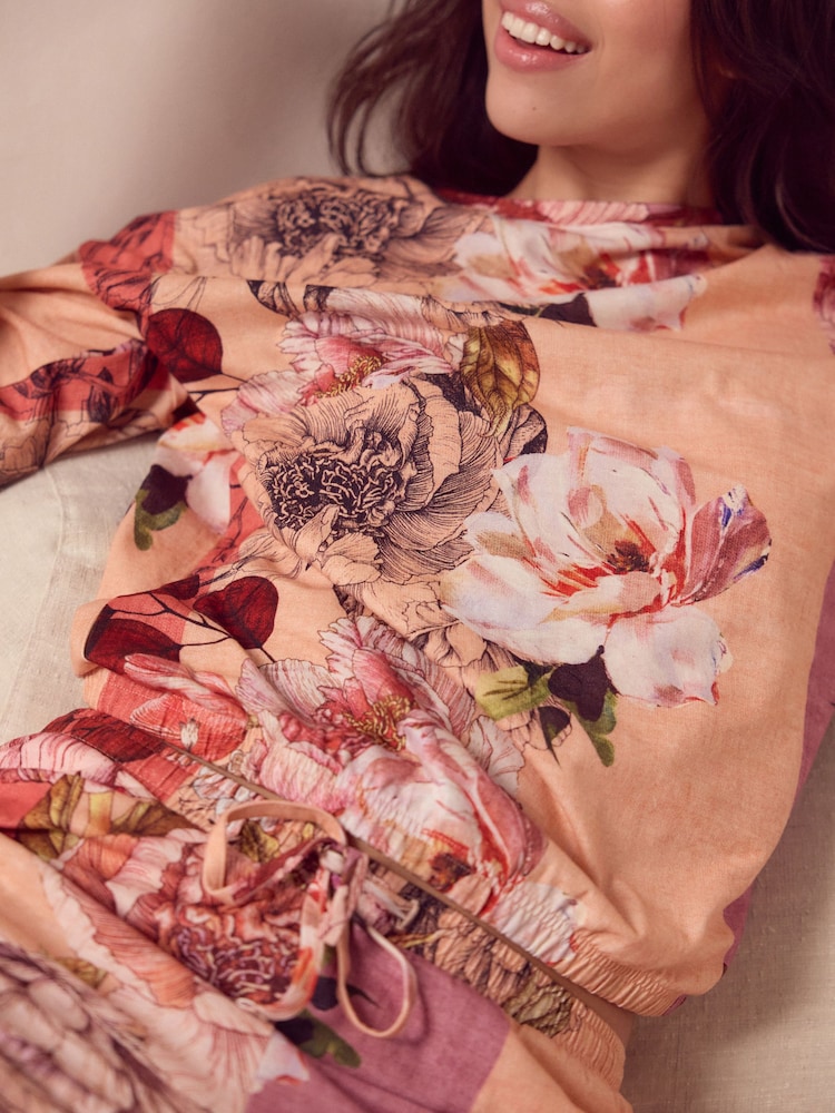 Pink Floral 100% Cotton Long Sleeve Pyjamas - Image 5 of 11