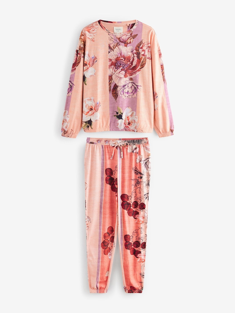 Pink Floral 100% Cotton Long Sleeve Pyjamas - Image 7 of 11