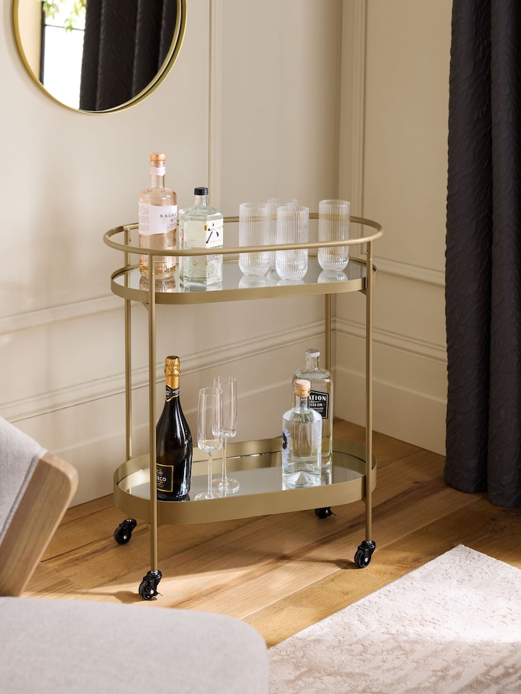 Gold Oval Drinks Trolley - Image 1 of 7 Gold Oval Drinks Trolley - Image 1 of 7