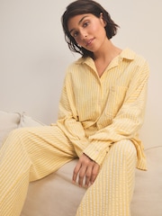 Yellow Textured Button Through Pyjamas - Image 1 of 7