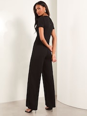 Lipsy splitdetail jumpsuit met korte mouwen en wijde pijpen - Image 2 of 4