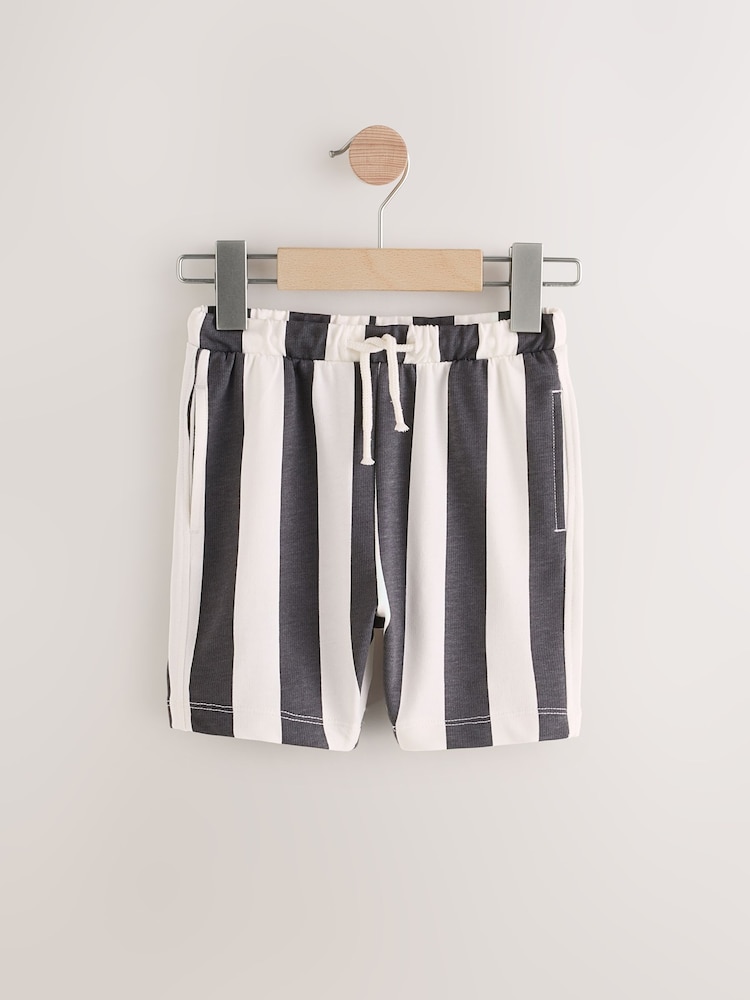 Black and White Stripe Patterned Singles Shorts (3mths-7yrs) - Image 1 of 5