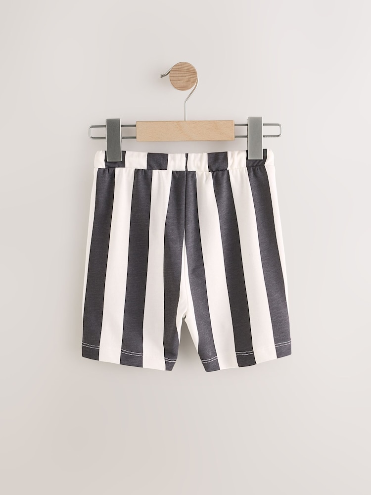 Black and White Stripe Patterned Singles Shorts (3mths-7yrs) - Image 2 of 5