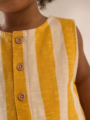 Yellow/Off White Stripe 100% Cotton Romper (3mths-7yrs) - Image 2 of 8