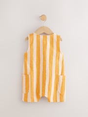 Yellow/Off White Stripe 100% Cotton Romper (3mths-7yrs) - Image 6 of 8