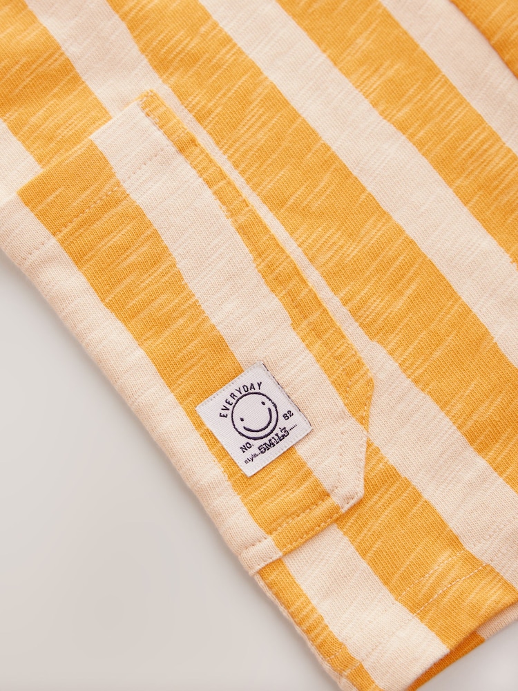 Yellow/Off White Stripe 100% Cotton Romper (3mths-7yrs) - Image 7 of 8
