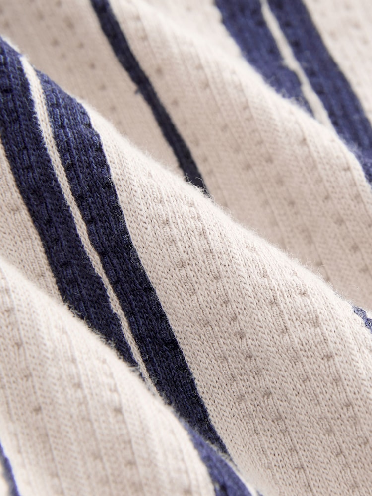 Off White/ Navy Blue Stripe - Lekkie fakturowane szorty (3 mies. – 7 lat) - Image 3 of 4
