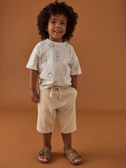Светло-бежевая Off White - Jersey Carpenter 100% Cotton Shorts (3mths-7yrs) - Изображение 5 из 8
