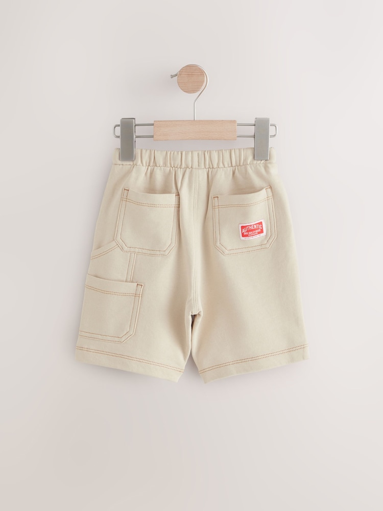 Ecru Off White Jersey Carpenter 100% Cotton Shorts (3mths-7yrs) - Image 6 of 8