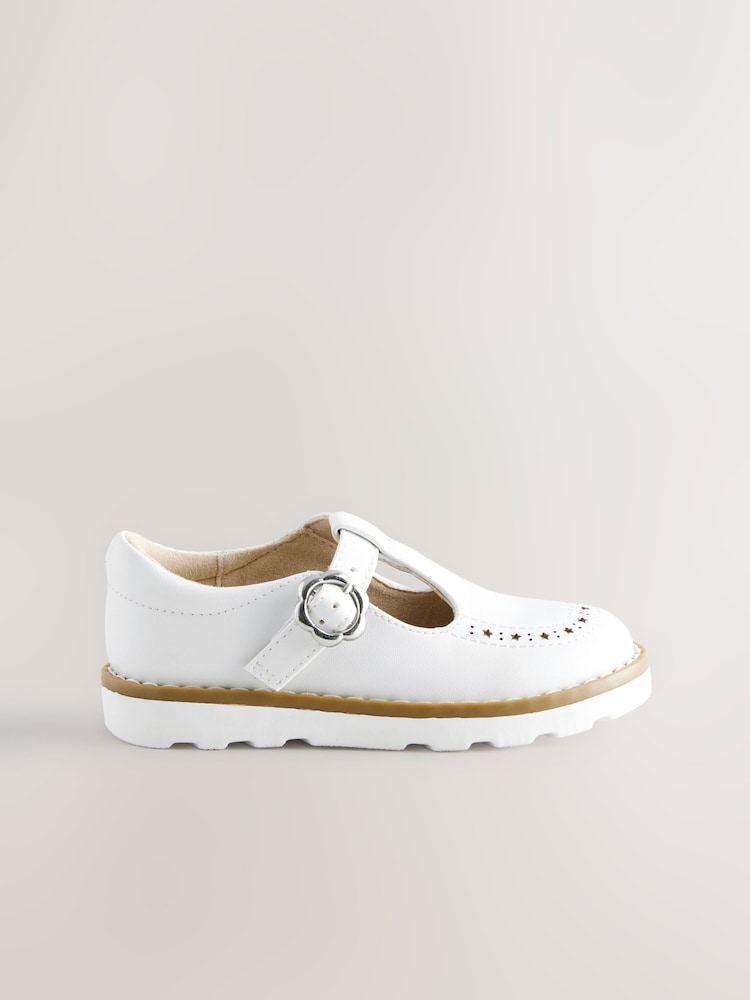 White Wide Fit (G) T-Bar Shoes - Image 2 of 5