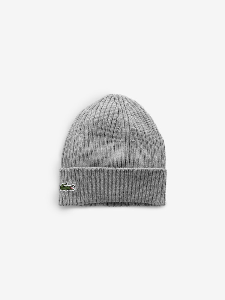 Lacoste Blue Soft Wool Ribbed Beanie - Image 1 of 2