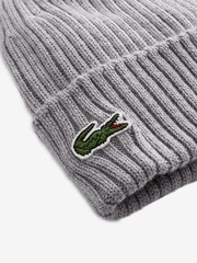 Lacoste Blue Soft Wool Ribbed Beanie - Image 2 of 2
