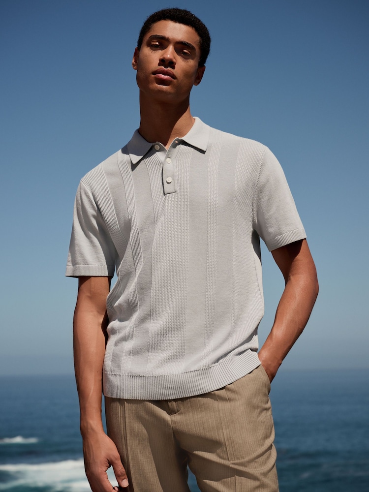 Light Blue Regular Fit Cotton Rich Short Sleeve Knit Polo Shirt - Image 1 of 7