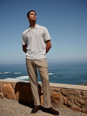 Light Blue Regular Fit Cotton Rich Short Sleeve Knit Polo Shirt - Image 2 of 7
