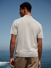Light Blue Regular Fit Cotton Rich Short Sleeve Knit Polo Shirt - Image 3 of 7