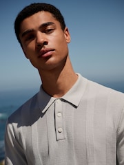 Light Blue Regular Fit Cotton Rich Short Sleeve Knit Polo Shirt - Image 4 of 7
