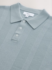 Light Blue Regular Fit Cotton Rich Short Sleeve Knit Polo Shirt - Image 7 of 7