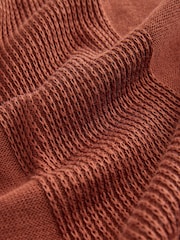 Rust Brown - Camisa polo de malha texturizada rica em algodão com zíper de corte regular - Imagem 7 de 7