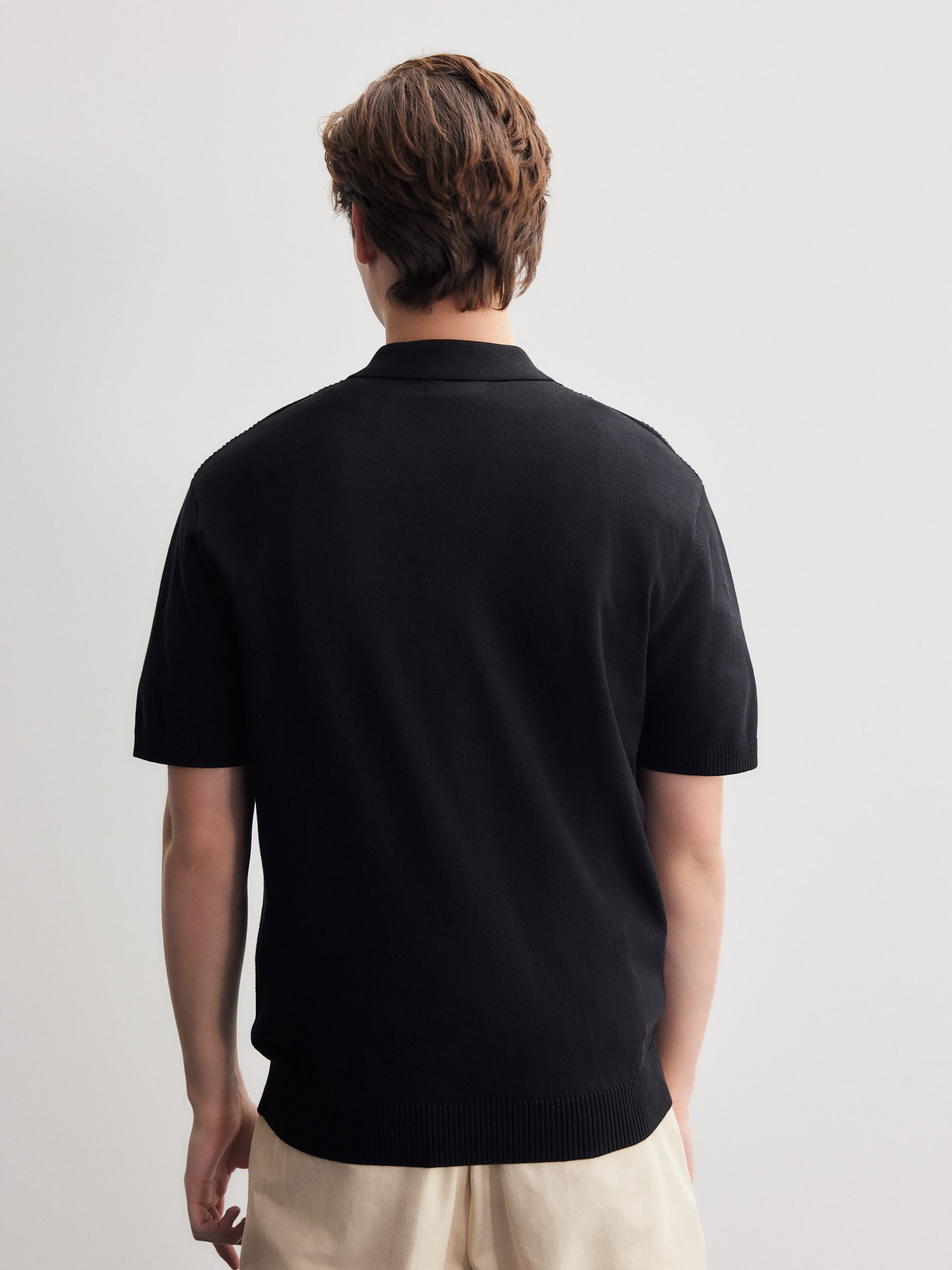 トップス Gather black polo shirts Buy Black Vertical Chain Flocked Quarter Zip Polo Shirt from