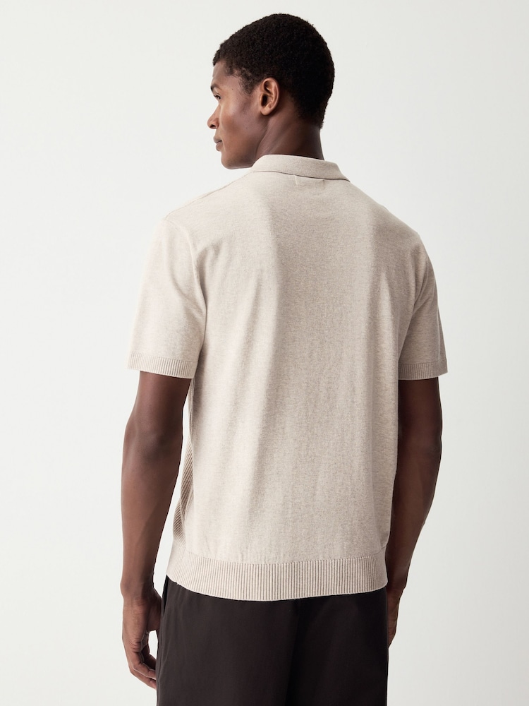 Бежевий - стандартний крій Cotton Rich з коротким рукавом Knit сорочки поло - Image 4 of 9