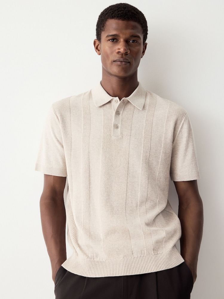 Бежевий - стандартний крій Cotton Rich з коротким рукавом Knit сорочки поло - Image 5 of 9
