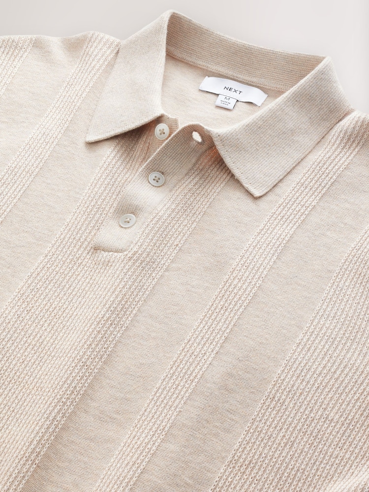 Neutral Regular Fit Cotton Rich Short Sleeve Knit Polo Shirt - Image 7 of 7 Neutral Regular Fit Cotton Rich Short Sleeve Knit Polo Shirt - Image 7 of 7