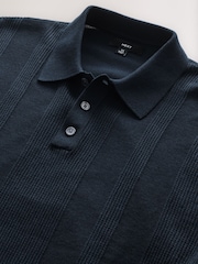 Marineblau/blau - Kurzärmeliges Polo-Shirt aus Strick mit hohem Baumwollanteil in normaler Passform - Bild 11 von 12