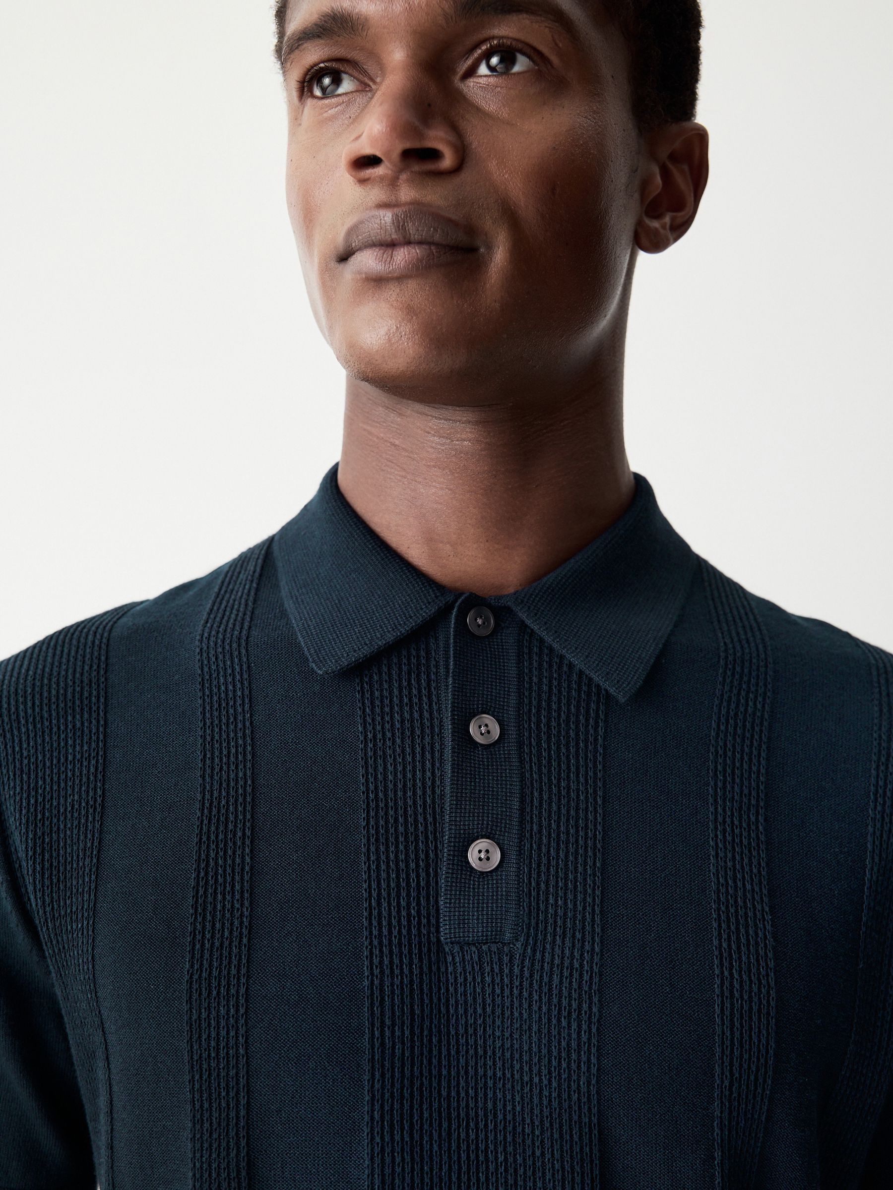 Buy Navy Blue Regular Fit Cotton Rich Textured Short Sleeve Knit